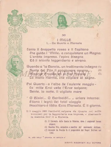 DIE TAUSEND VOM VIERTEN NACH MARSALA - Beitrag Italien Kaiserlich, Postkarte Koper