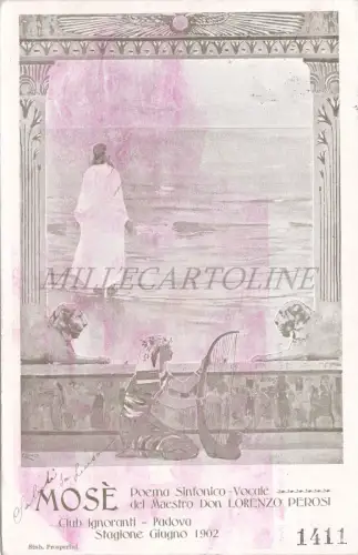 MOSÈ - Sinfonisches Gedicht Don Perosi, Padua nummerierte Postkarte 1902 Club ignorant