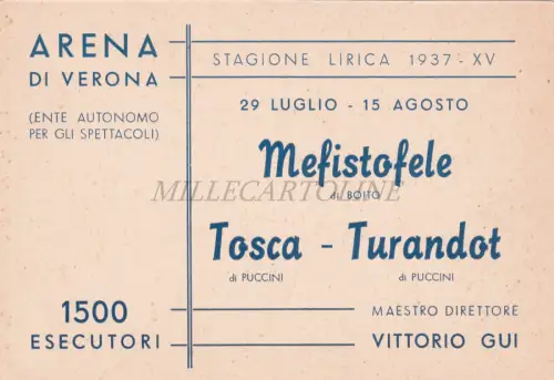 MEPHISTOFELE TOSCA TURANDOT - Arena di Verona, Opernsaison 1937, Postkarte
