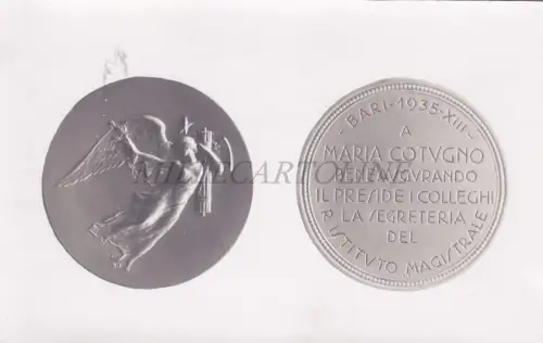 BEGULATIONSMEDAILLE SEKRETARIAT R MEISTERINSTITUT BARI 1935 - Foto Postkarte