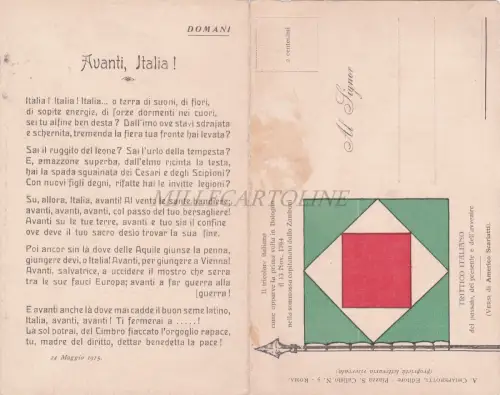 ITALIENISCHE TRIKOLORE 1794 ZAMBONI Triptychon A.Scarlatti Doppelkarte 1915 WWI