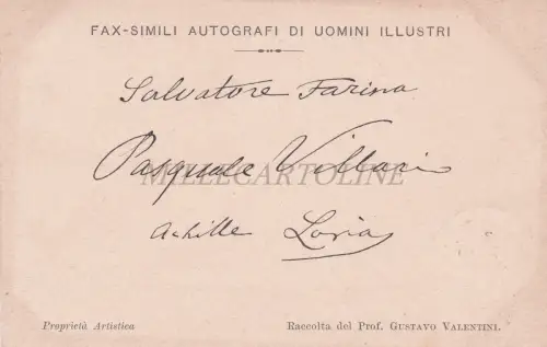 FAX - ÄHNLICHE AUTOGRAMME ILLUSTRE MÄNNER - Prof. Gustavo Valentini, Postkarte 1902