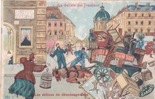 DIE FREUDEN DES UMZUGS - Les Delices du Déménagement, Postkarte 1900