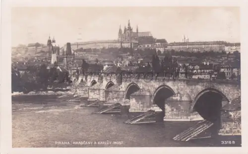 TSCHECHISCHE REPUBLIK - Praha, Hradcany a Karluv Most, Foto Postkarte 1927