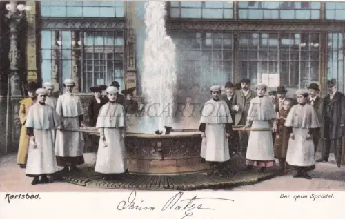 TSCHECHIEN - Karlsbad, Karlsbad, Der Neue Sprudel, Postkarte 1905