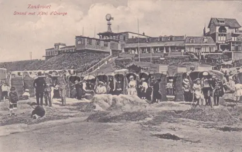 NIEDERLANDE - Zandvoort, Strand met hotel d'Orange, Postkarte