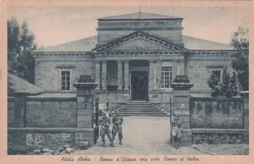 ÄTHIOPIEN - Addis Abeba, Banca d'Äthiopia / d'Italia, Postkarte Ed.Merama