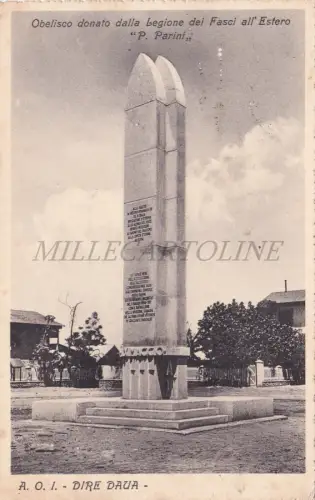 ÄTHIOPIEN - Dire Daua, Obelisk Legion Fasci all'Estero P. Parini, Postkarte 1939