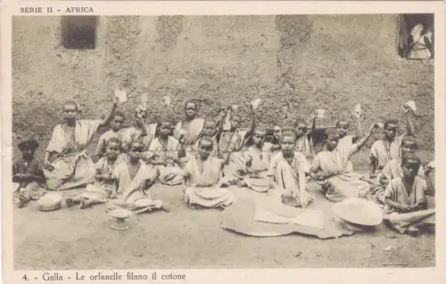 ÄTHIOPIEN - Galla, Orfanelle Filano il Cotone, Massaja, Missionen, Postkarte 1929