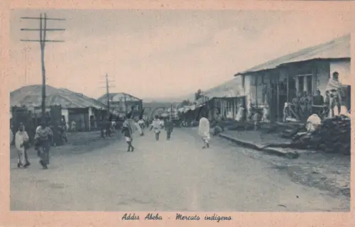 ÄTHIOPIEN - Addis Abeba, Indigener Markt, Postkarte Ed.Merama