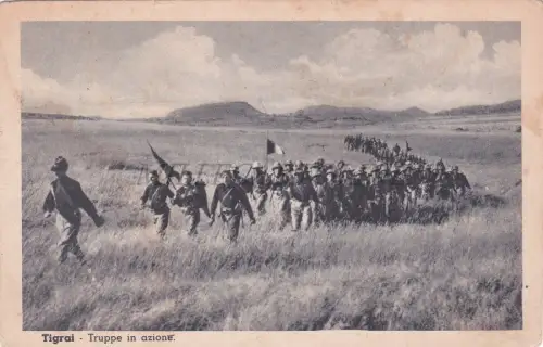 ÄTHIOPIEN - Macallé, Tigrai, Truppen in Aktion, Postkarte 1937