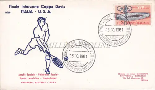 FINALE INTERZONE CUP DAVIS ITALIEN USA - Umschlag Sonderannullierung 1961 Tennis