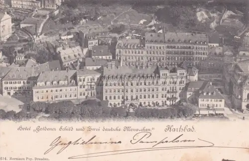 TSCHECHIEN - Karlsbad, Karlsbad, Hotel Goldener Schild, Postkarte 1901