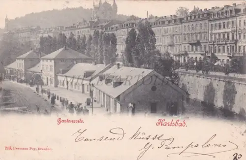 TSCHECHIEN - Karlsbad, Karlsbad, Gartenzeile, Postkarte 1900