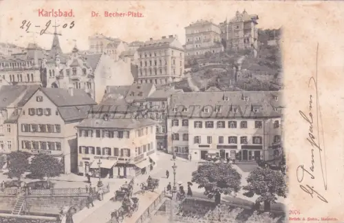 TSCHECHIEN - Karlsbad, Karlsbad, Dr. Becher-Platz, Postkarte 1903