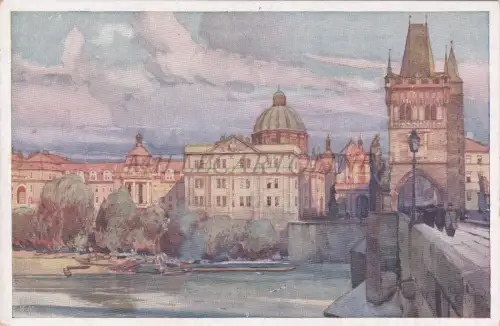 TSCHECHIEN - Praha, Aquarellen Setelik, Altstadt Bruckenturm, Postkarte