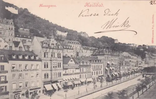 TSCHECHIEN - Karlsbad, Karlsbad, Kreuzgasse, Postkarte 1900