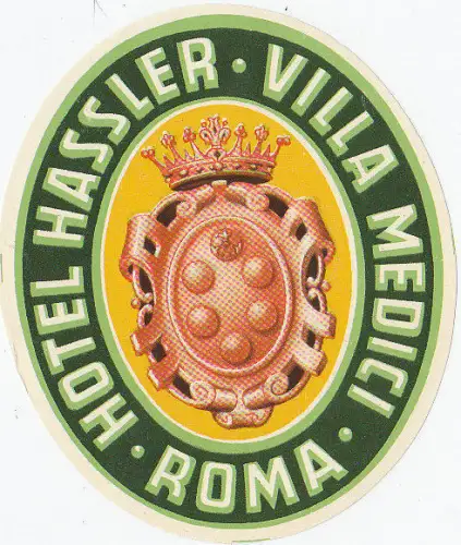 ITALIEN ROM GEPÄCKANHÄNGER HOTEL HASSLER VILLA MEDICI