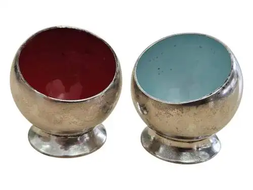 Set von Hermann Bauer Schwäbisch Gmünd Salieren Kugeldesgn Emaille 835er