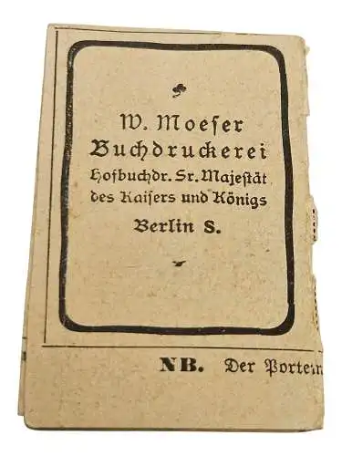 Portemonnaie Kalender 1915 Miniatur