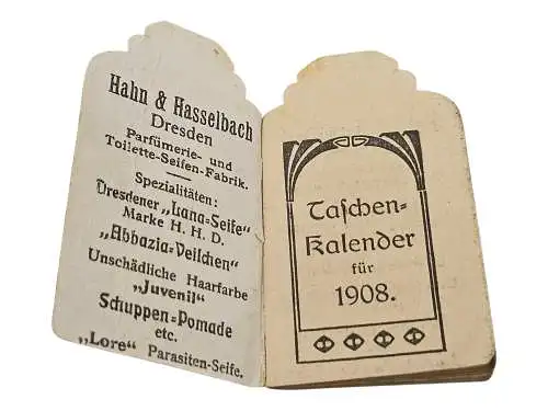 Portemonnaie Kalender 1908 Miniatur