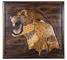 Wandbild „Leopard“, Ostindisch Palisander, massiv 