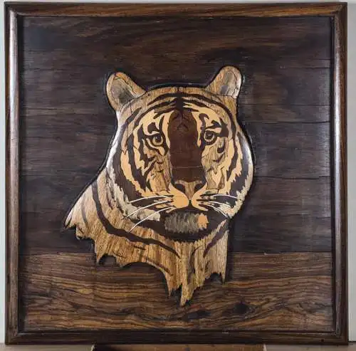 Wandbild „Tiger“, Ostindisch Palisander, massiv