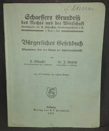 Bürgerliches Gesetzbuch Allgemeiner Teil des Rechts der Schuldverhältnisse