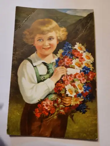 Mädchen mit Blumen Postkarte: