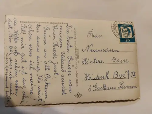 Schwerbeschädigtenheim Stuttgart Solitude Postkarte: