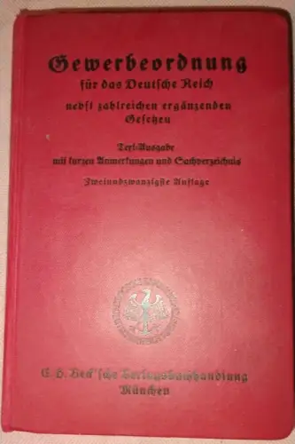 Gewerbeordnung für das Deutsche Reich 1930