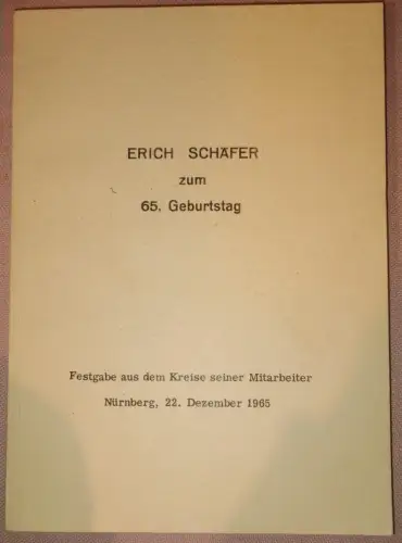 Erich Schäfer zum 65 Geburtstag
