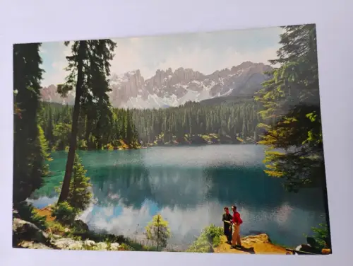 Dolomiten - Karersee mit Latemar Postkarte: