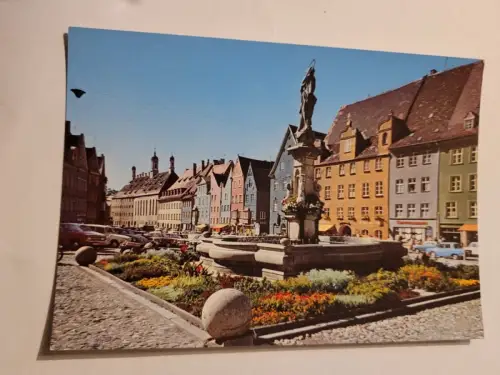 Landsberg am Lech - Herkommerstraße mit Marienbrunnen Postkarte:
