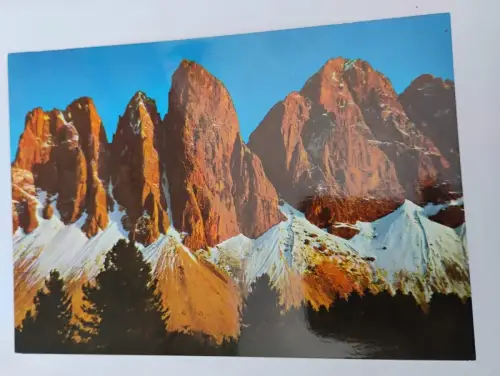 Dolomiten - Die Geislerspitzen im Abendglühen Postkarte: