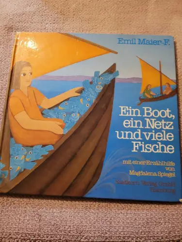 Ein Boot, ein Netz und viele Fische. Maier-F., Emil: