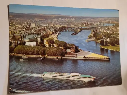 Koblenz am Rhein - Deutsches Eck mit Moselmündung Postkarte: