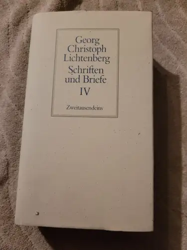 Schriften und Briefe IV Lichtenberg, Georg Christoph: