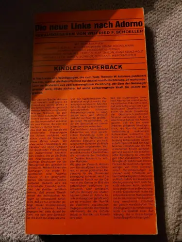 Die neue Linke nach Adorno Schoeller, Wilfried: