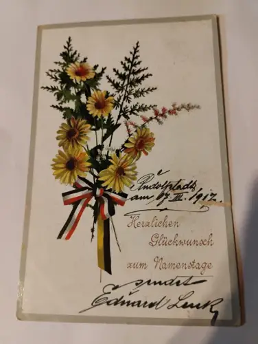 Herzlichen Glückwunsch zum Namenstage Postkarte