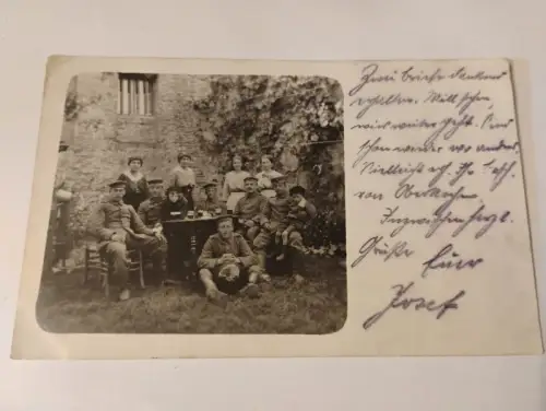 Soldaten mit Familien Postkarte: