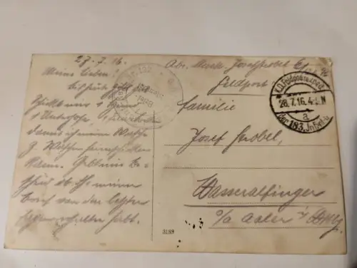 Soldaten mit Familien Postkarte: