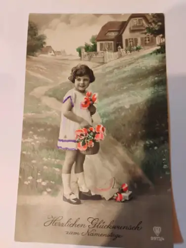 Herzlichen Glückwunsch zum Namenstage Postkarte: