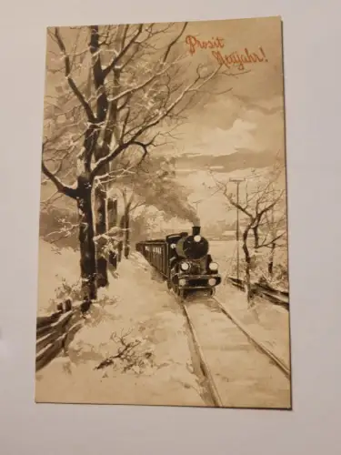 Zug im Winter Postkarte: