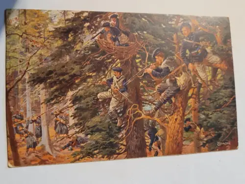 Kampf mit französischen Alpenjägern in den Vogesen Postkarte: