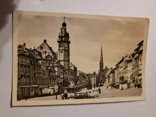 Altenburg - Markt mit Rathaus und Bruderkirche Postkarte: