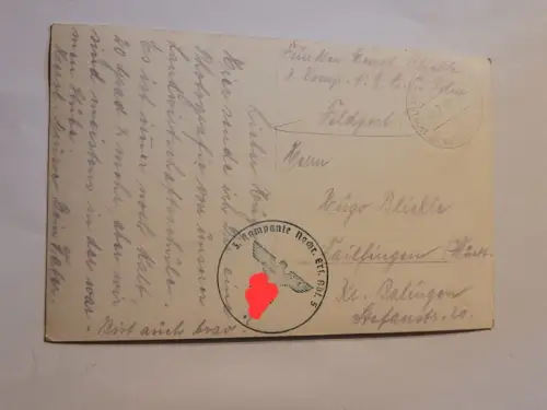 Feldpost - 3 Kompanie Nachr. Erf. Abt. 5 Postkarte: