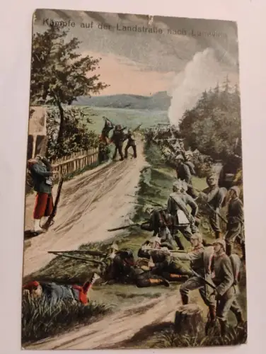 Kämpfe auf der Landstraße nach Luneville Postkarte: