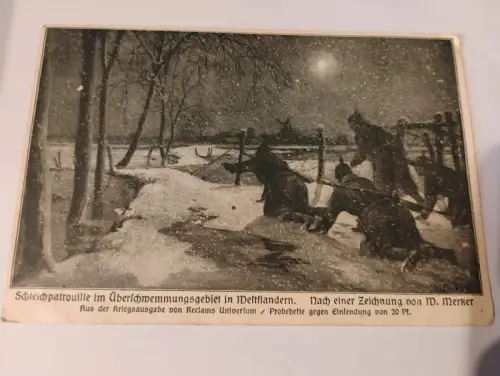 Schleichpatrouille im Überschwemmungsgebiet in Westflandern Postkarte:
