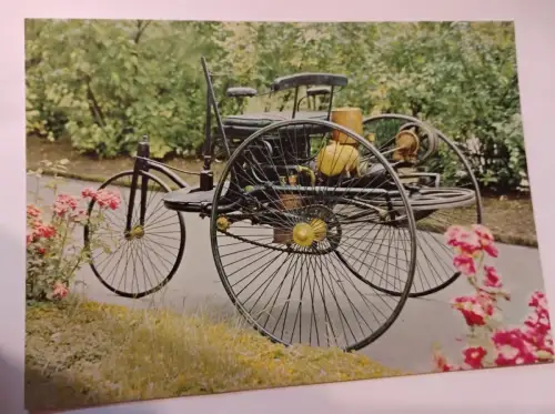 Erster Motorwagen von Carl Benz 1886 Postkarte:
